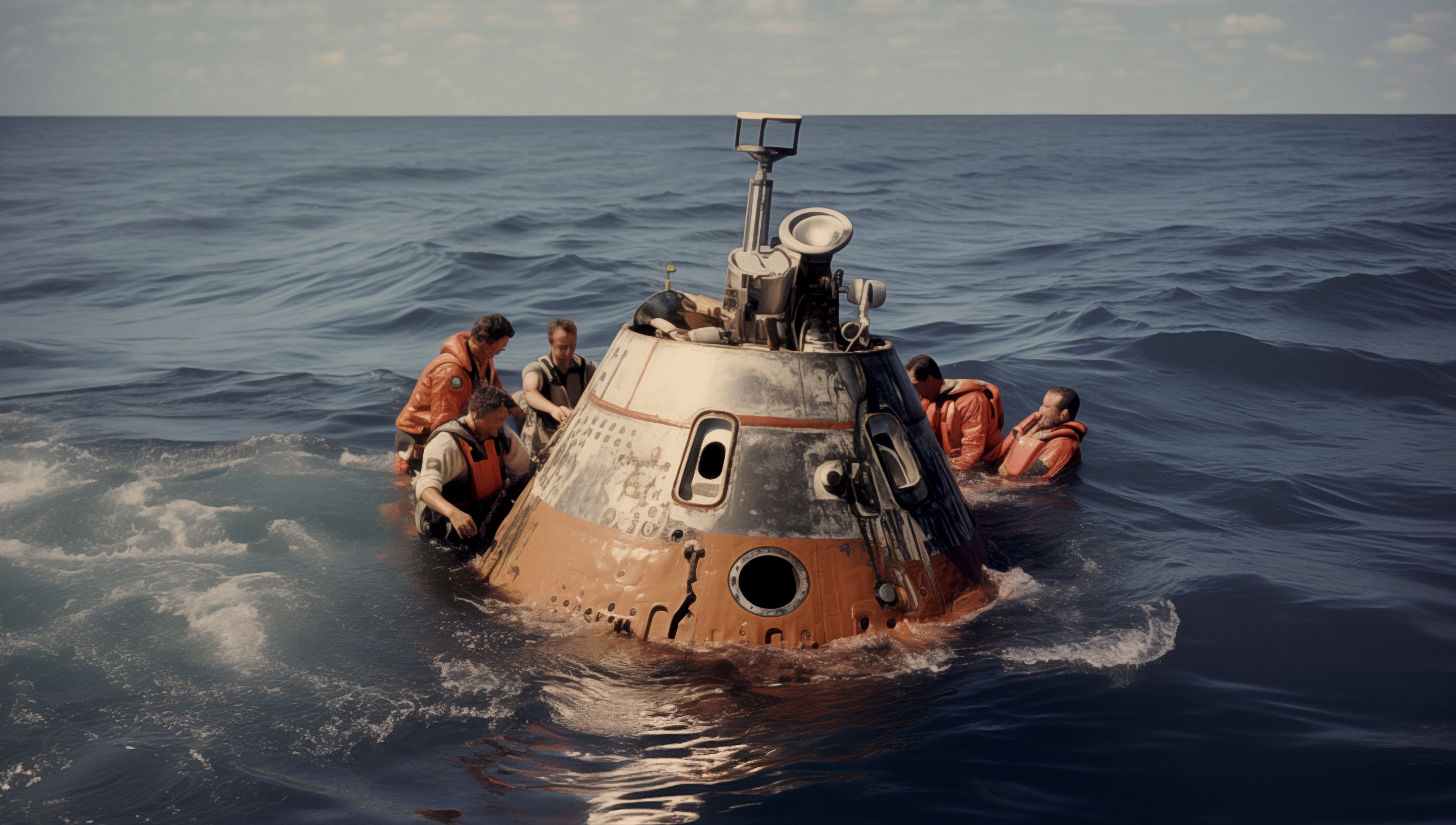 Picture of the gemini capsule at the sea