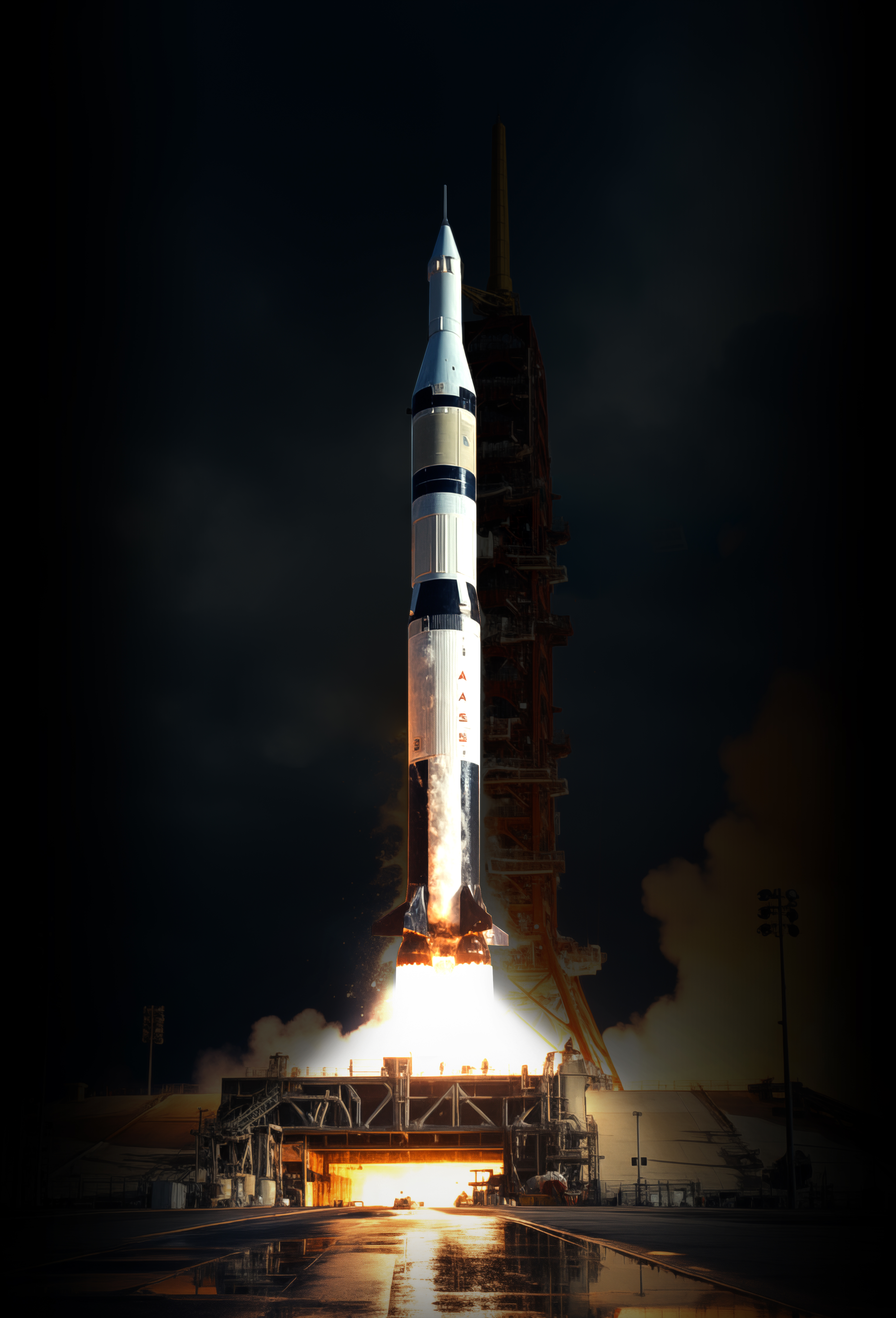 Picture of Saturn V rocket launching to the moon
