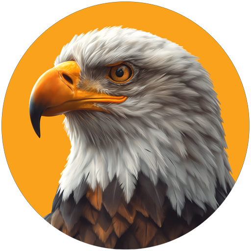 Picture of and eagle over yellow background